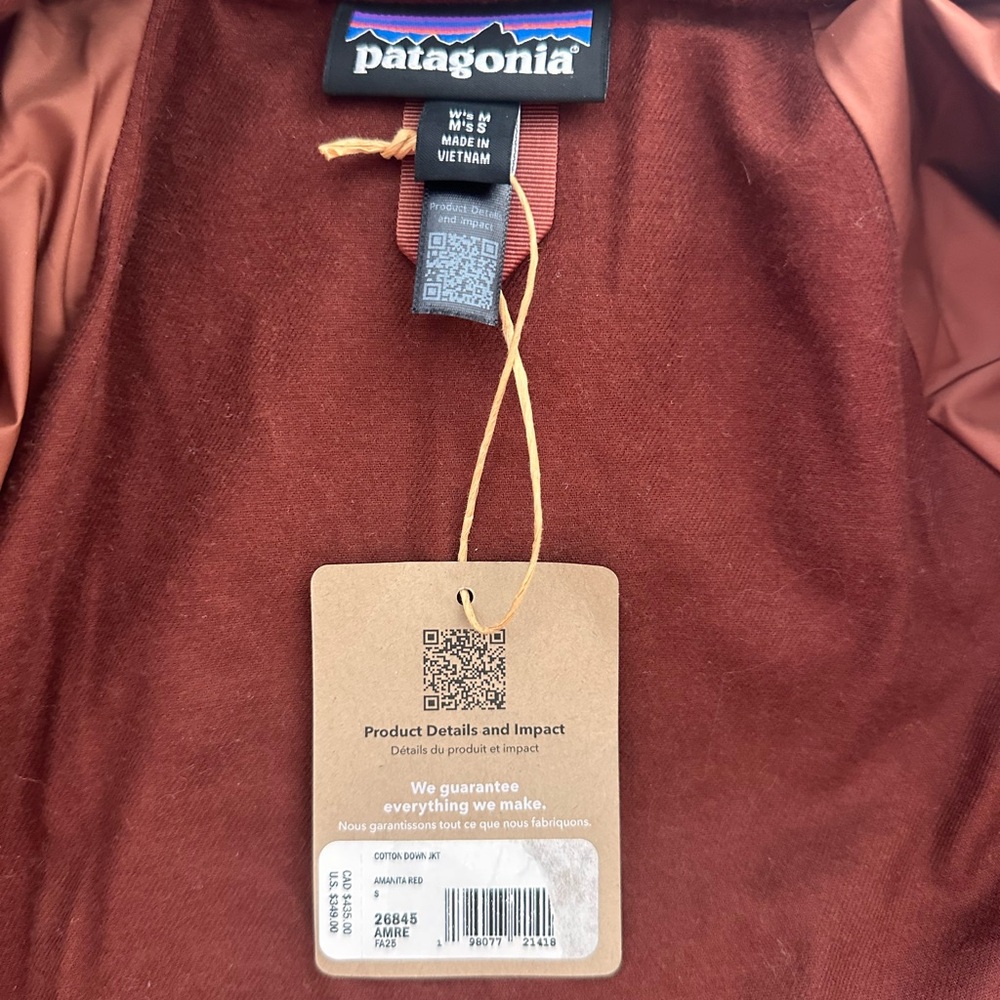Red Patagonia Cotton Down Jacket - Picture 8 of 8